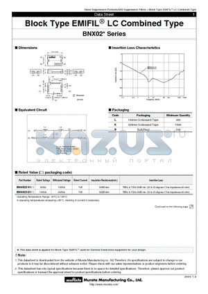 BNX022-01L datasheet - Block Type EMIFILr LC Combined Type