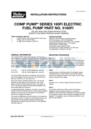 5160FI datasheet - ELECTRIC FUEL PUMP