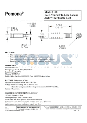 5168 datasheet - Do-It-Yourself In-Line Banana Jack With Flexible Boot