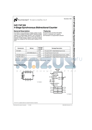 74F169PC datasheet - 4-Stage Synchronous Bidirectional Counter