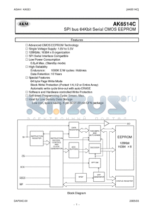 AK6514CN datasheet - SPI bus 64Kbit Serial CMOS EEPROM