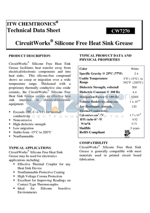 CW7270 datasheet - CircuitWorks Silicone Free Heat Sink Grease