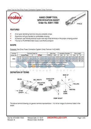 02-08-1235 datasheet - HAND CRIMP TOOL SPECIFICATION SHEET