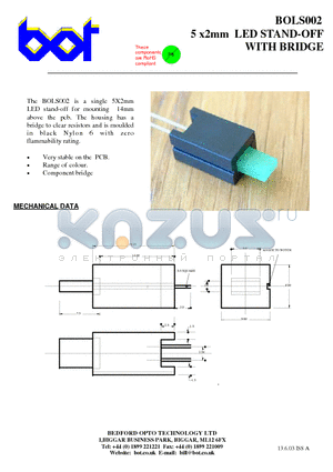 BOLS002 datasheet - 5 x2mm LED STAND-OFF WITH BRIDGE