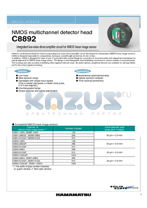 C8892 datasheet - NMOS multichannel detector head