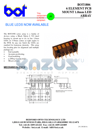 BOT1806 datasheet - 6 ELEMENT PCB MOUNT 1.8mm LED ARRAY