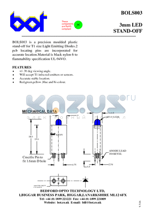 BOLS003Y datasheet - 3mm LED STAND-OFF