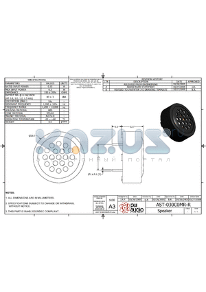 AST-030C0MR-R datasheet - Speaker