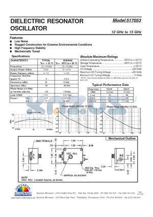 517053 datasheet - DIELECTRIC RESONATOR OSCILLATOR