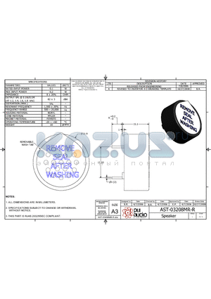 AST-03208MR-R datasheet - Speaker