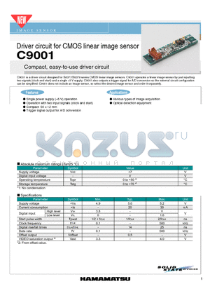 C9001 datasheet - Driver circuit for CMOS linear image sensor