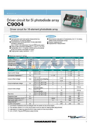C9004 datasheet - Driver circuit for 16-element photodiode array