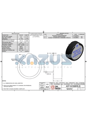 AST-02308MR-R datasheet - Speaker