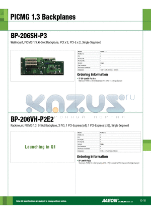 BP-206SH-P3 datasheet - Wallmount, PICMG 1.3, 6-Slot Backplane, PCI x 3, PCI-E x 2, Single Segment