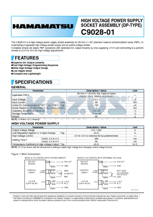 C9028-01 datasheet - HIGH VOLTAGE POWER SUPPLY SOCKET ASSEMBLY (DP-TYPE)