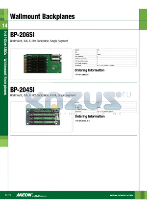 BP-206SI datasheet - Wallmount, ISA, 6-Slot Backplane, Single Segment