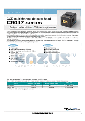 C9047 datasheet - Designed for back-thinned CCD area image sensors