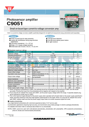 C9051 datasheet - Photosensor amplifier