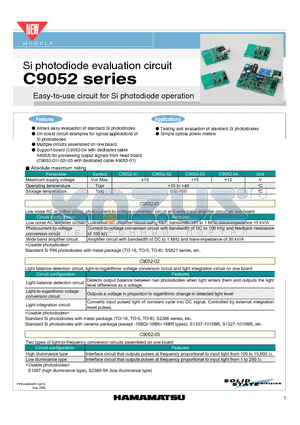 C9052 datasheet - Si photodiode evaluation circuit