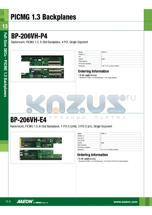 BP-206VH-E4 datasheet - Rackmount, PICMG 1.3, 6-Slot Backplane, 4 PCI, Single Segment