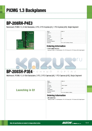 BP-208RH-P4E3 datasheet - Rackmount, PICMG 1.3, 8-Slot Backplane, 4 PCI, 2 PCI-Express [x1], 1 PCI-Express [x16], Single Segment