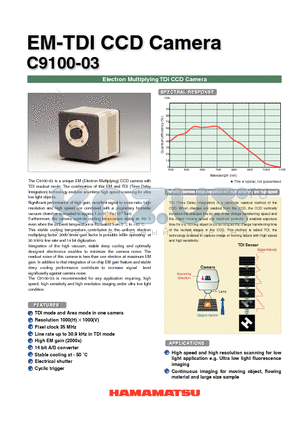 C9100-03 datasheet - Electron Multiplying TDI CCD Camera