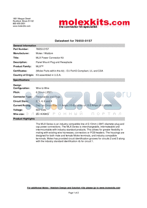 11-01-0168 datasheet - Panel Mount Plug and Receptacle