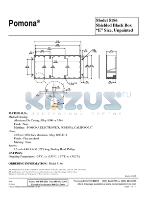 5186 datasheet - Shielded Black Box E Size, Unpainted