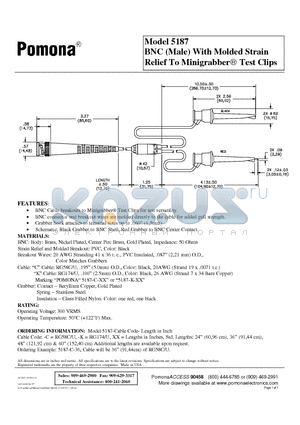 5187 datasheet - BNC (Male) With Molded Strain Relief To Minigrabber Test Clips