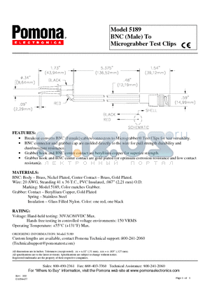 5189 datasheet - BNC (Male) To Micrograbber Test Clips