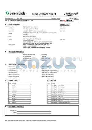 C9216A datasheet - 20C 22 AWG 7/30 TC PVC / OAS / Braid / PVC