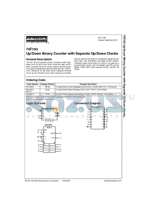 74F193SC datasheet - Up/Down Binary Counter with Separate Up/Down Clocks