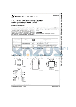 74F193SJ datasheet - Up/Down Binary Counter with Separate Up/Down Clocks