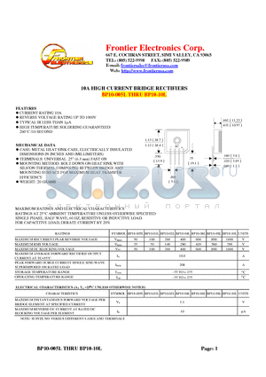 BP10-04L datasheet - 10A HIGH CURRENT BRIDGE RECTIFIERS