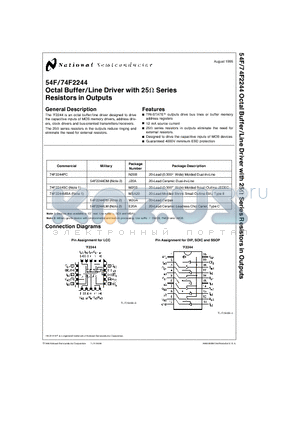 74F2244PC datasheet - Octal Buffer/Line Driver with 25X Series Resistors in Outputs