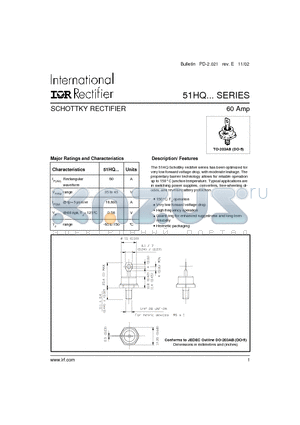 51HQ datasheet - SCHOTTKY RECTIFIER