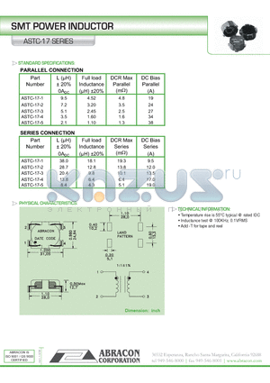 ASTC-17-3 datasheet - SMT POWER INDUCTOR