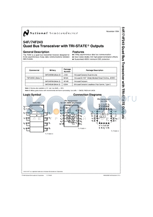 74F243 datasheet - Quad Bus Transceiver with TRI-STATE Outputs