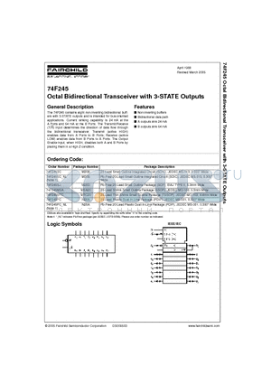 74F245 datasheet - Octal Bidirectional Transceiver with 3-STATE Outputs