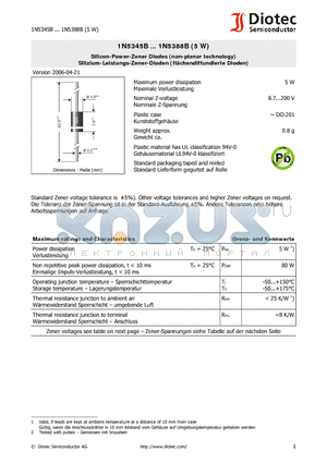 1N5345B_07 datasheet - Silicon-Power-Zener Diodes (non-planar technology)