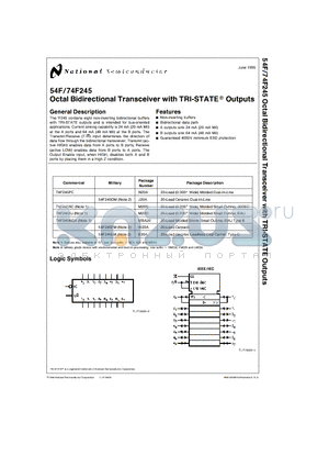 74F245MSA datasheet - Octal Bidirectional Transceiver with TRI-STATE Outputs