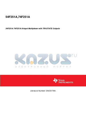 74F251A datasheet - 54F251A 74F251A 8-Input Multiplexer with TRI-STATE Outputs