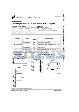 74F253 datasheet - Dual 4-Input Multiplexer with TRI-STATE Outputs