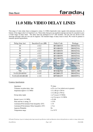 BP28B0155 datasheet - 11.0 MHz VIDEO DELAY LINES