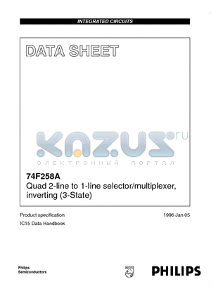 74F258A datasheet - Quad 2-line to 1-line selector/multiplexer, inverting 3-State
