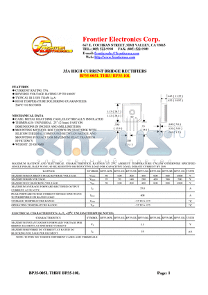 BP35-02L datasheet - 35A HIGH CURRENT BRIDGE RECTIFIERS