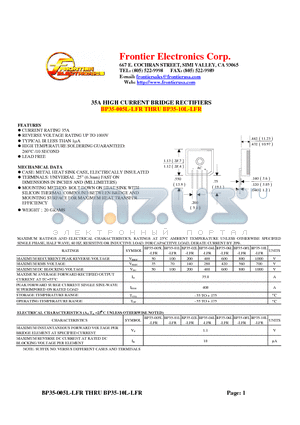 BP35-04L-LFR datasheet - 35A HIGH CURRENT BRIDGE RECTIFIERS