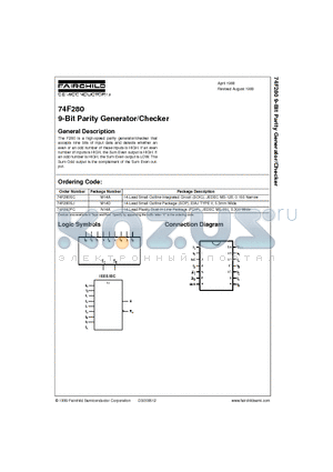 74F280PC datasheet - 9-Bit Parity Generator/Checker