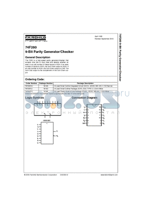 74F280PC datasheet - 9-Bit Parity Generator/Checker