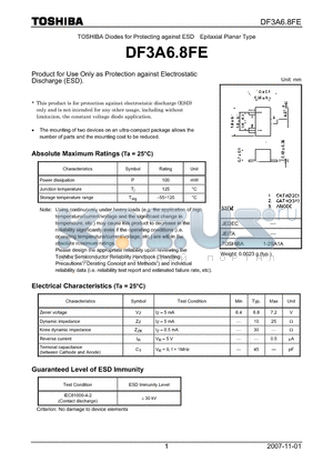 DF3A6.8FE_07 datasheet - Product for Use Only as Protection against Electrostatic Discharge (ESD).